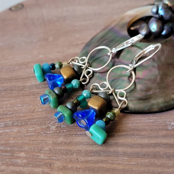 BohemiaLiz earrings Artisan Handmade, Gemstones, Rare/Vinted Glass, Lucky Scoop - Picture 8 of 12